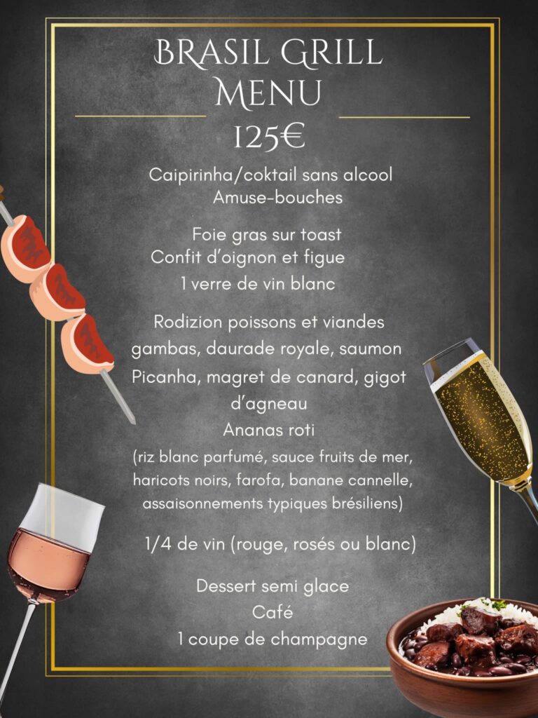 2023 reveillon-nouvel an-restaurant-cabaret-cap-agde-34 Brasil-grill-Menu